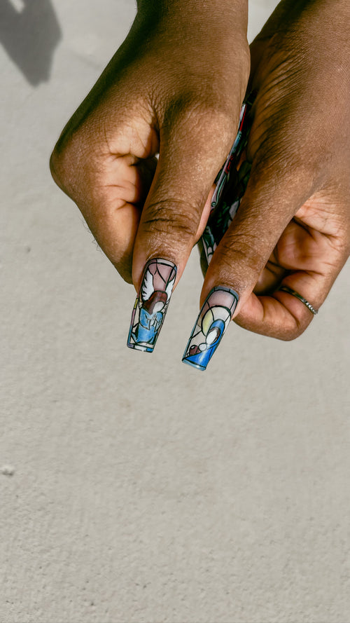 Stained Glass Church Windows | Luxury Artistic Press-On Nails