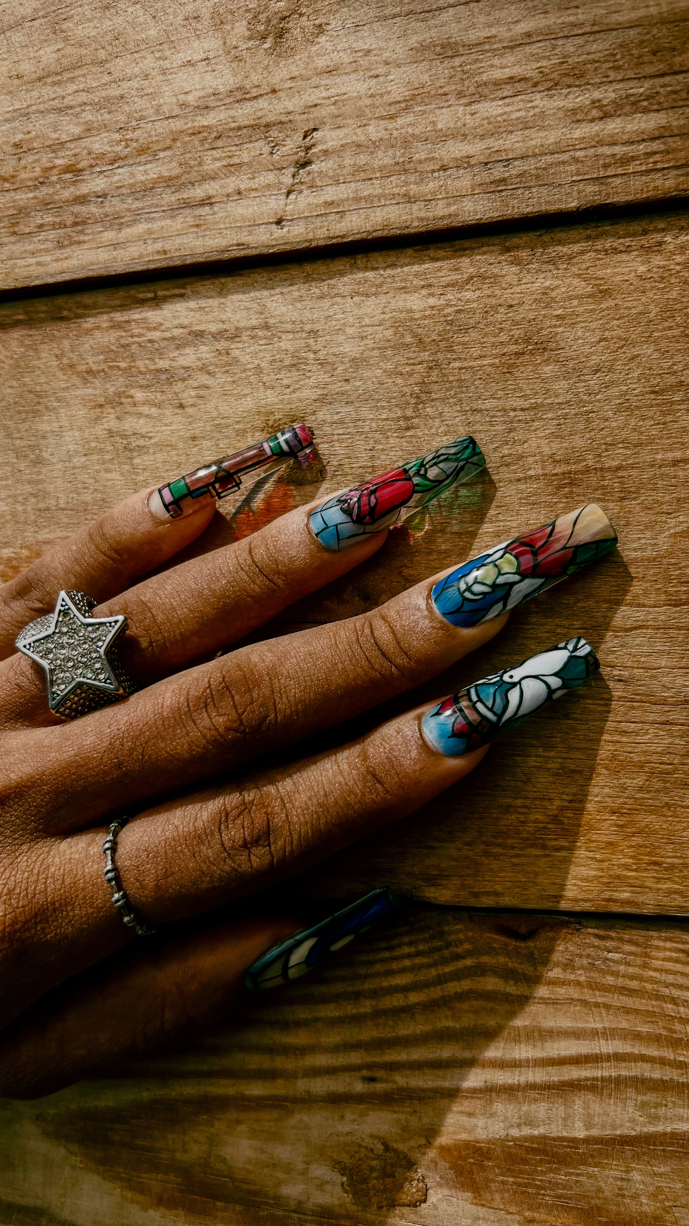 Stained Glass Church Windows | Luxury Artistic Press-On Nails